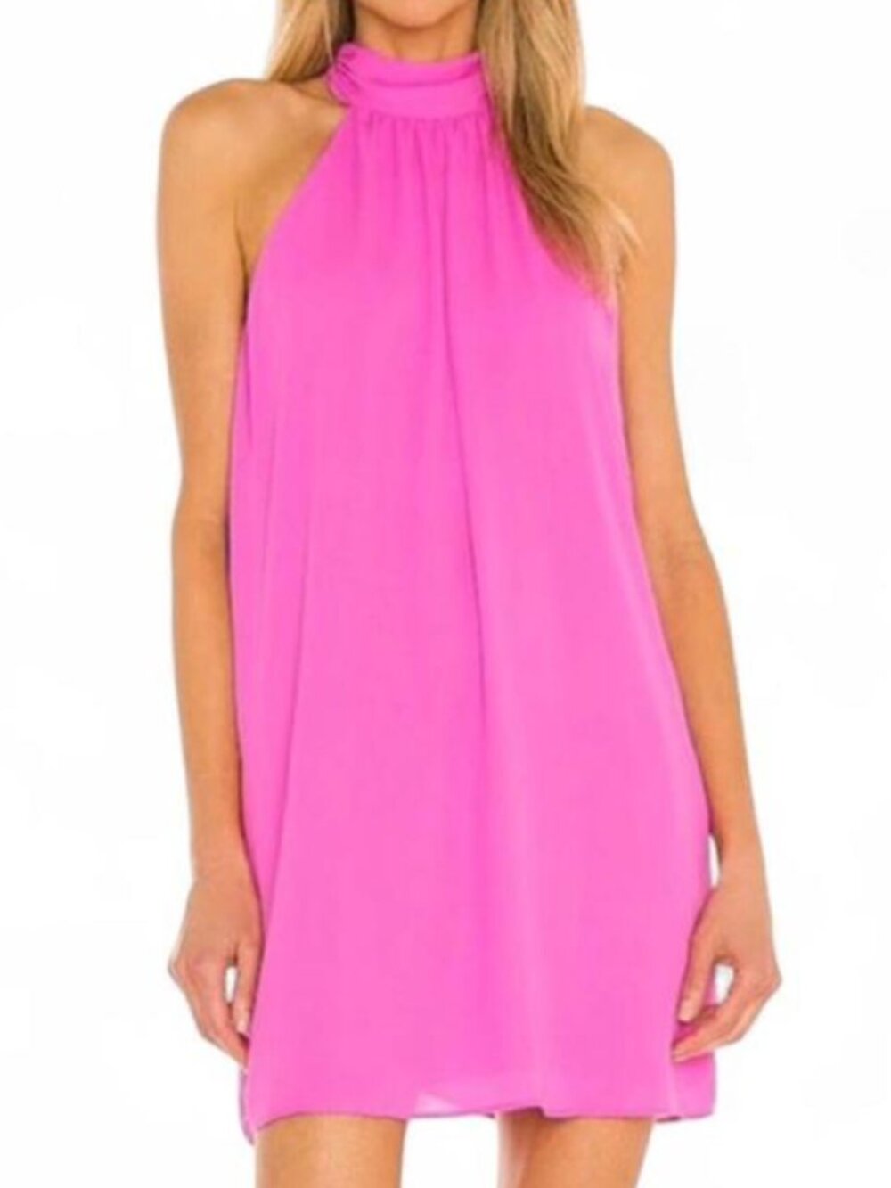 Krisa Hot Pink Halter Mini Dress